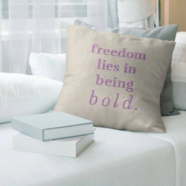 Quotes Handwritten Be Bold Inspirational Quote Pillow-Faux Linen - 14 x 14 - Square - Zipper Closure - Medium - Removable Cover