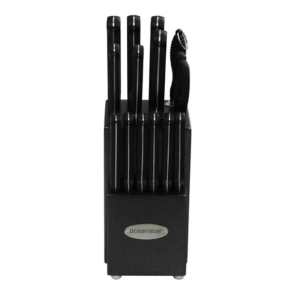 Oceanstar Contemporary 15-Piece Knife Set with Block - Elegant Black