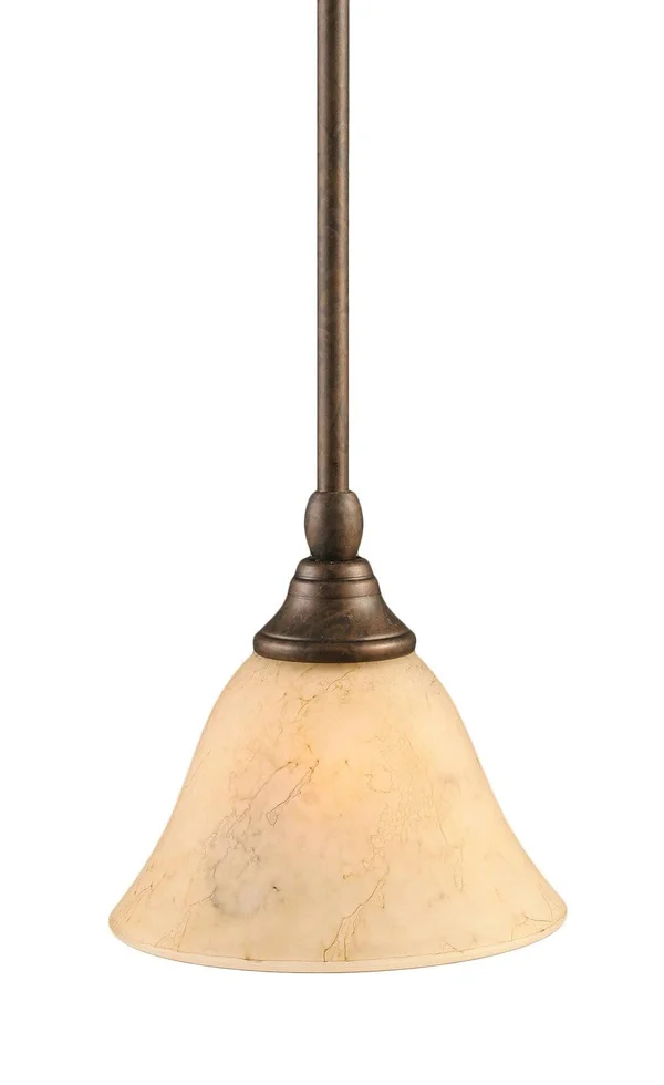 Toltec Lighting Stem Mini Pendant, Bronze, 7x22 Italian Marble Glass - 23-BRZ-508