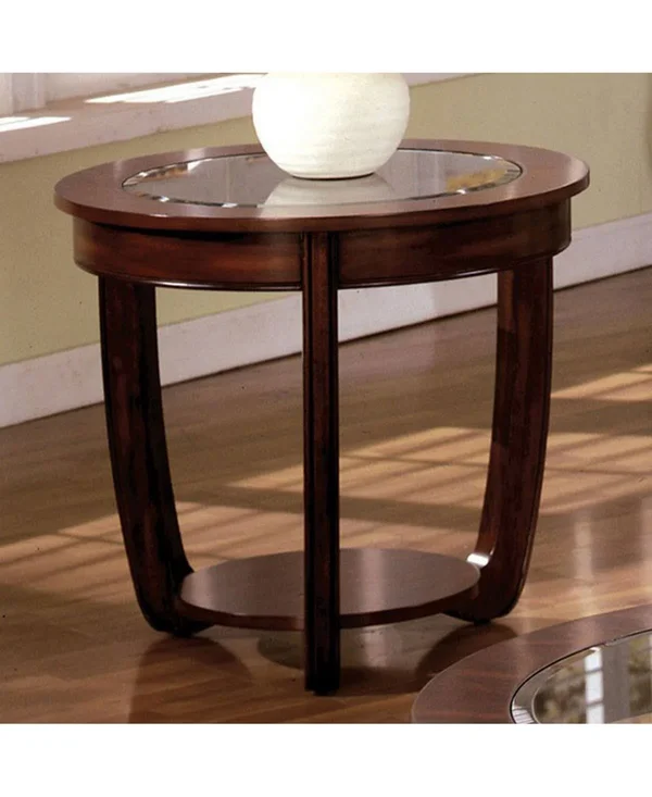 Benzara - Crystal Falls Transitional End Table - Dark Cherry