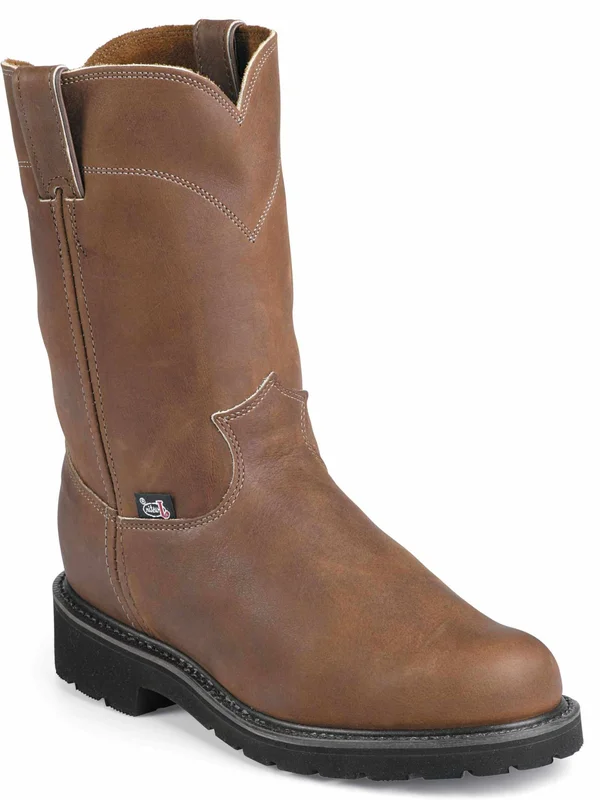 Justin Men's Cargo Brown Pull-On Work Boots - Steel Toe