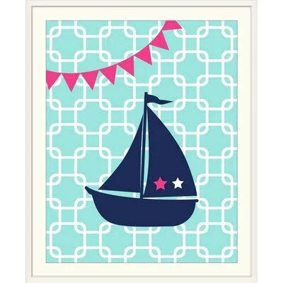 Aguayo &Sailboat Chain II Girl& by Tamara Robinson Graphic Art Print Sunside Sails Format: White Frame - Size: 32x22 H x 27x22 W