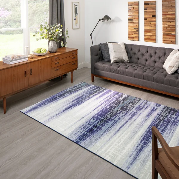 Mohawk Home Kaven Navy 6 ft. x 9 ft. Abstract Area Rug - Blue