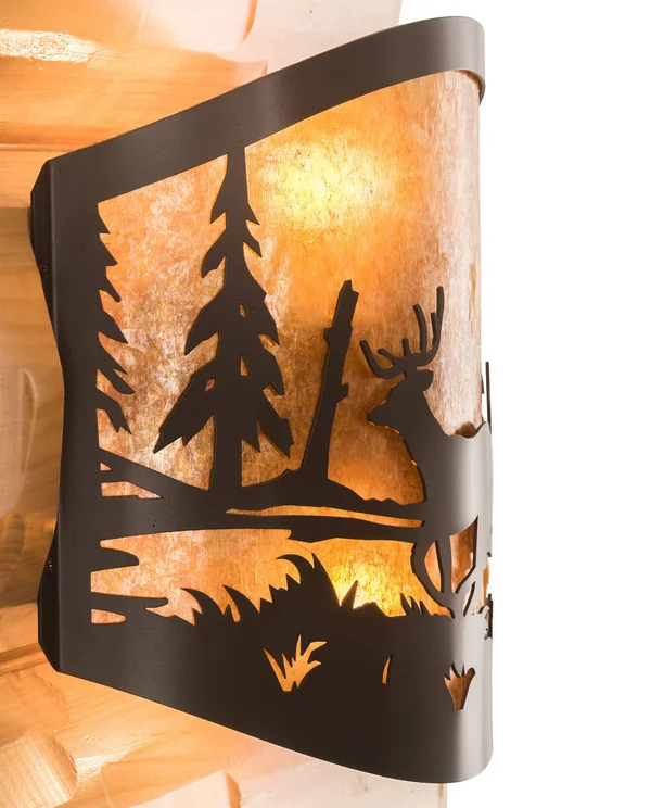 Meyda 11x22 Wide Deer at Lake Wall Sconce - 188367