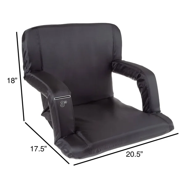 Home-Complete Stadium Chair with Wide Bleacher Cushion in Black