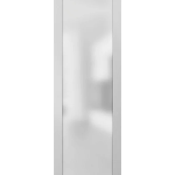 SARTODOORS Sliding Barn Door 36 x 80 with Stainless Steel 6.6ft Hardware, Quadro 4111 White Silk, Rail Silver Set, Solid Pane