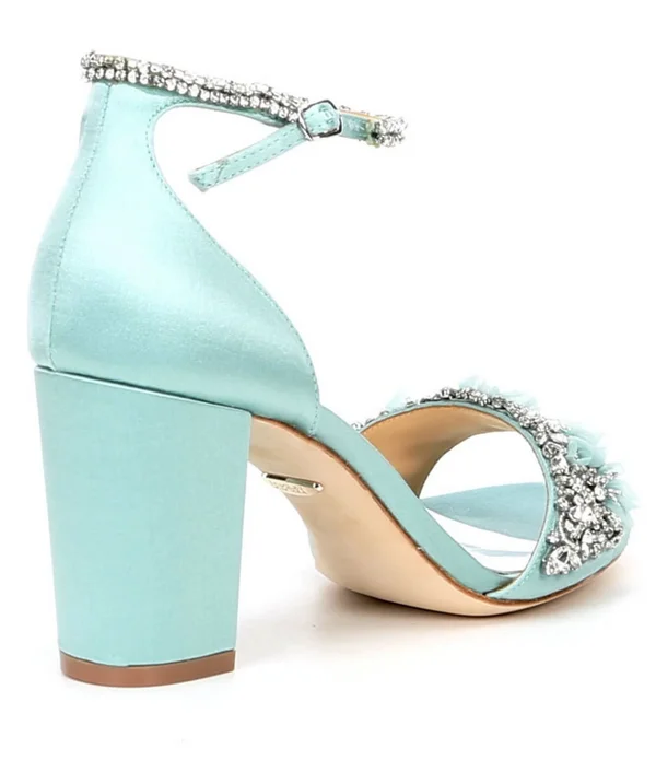 Badgley Mischka Finesse Satin Block Heel Dress Sandals - 9M
