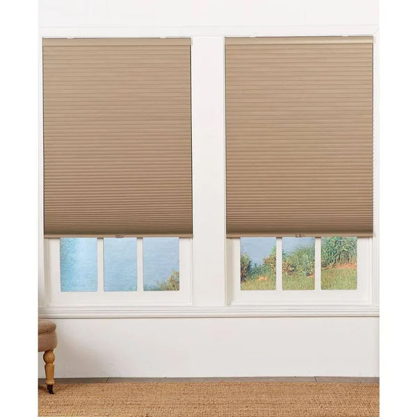 Perfect Lift Window Treatment Cut-to-Width Sand 1.5in. Blackout Cordless Cellular Shade - 63in. W x 64in. L (Actual Size: 63in.