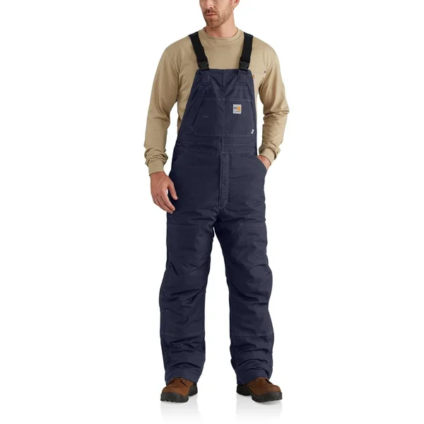 Carhartt Men's Flame Resistant Quick Duck Lined Bib Overall - 42x32 - Dark Navy
