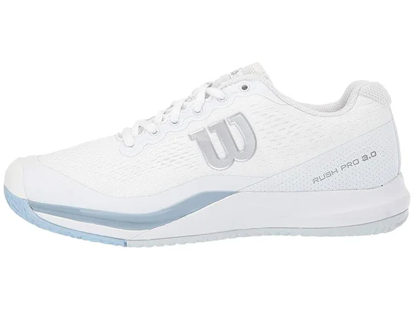 Wilson Women's Rush Pro 3.0 Tennis Shoes (White/Cashmere Blue/Illusion Blue)
