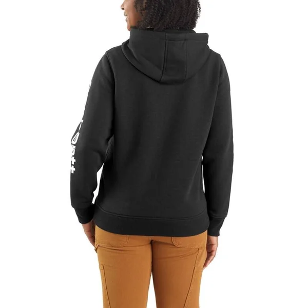 Carhartt Women's Clarksburg Graphic Sleeve Hoodie, Large, Folkstone Gray Space Dye