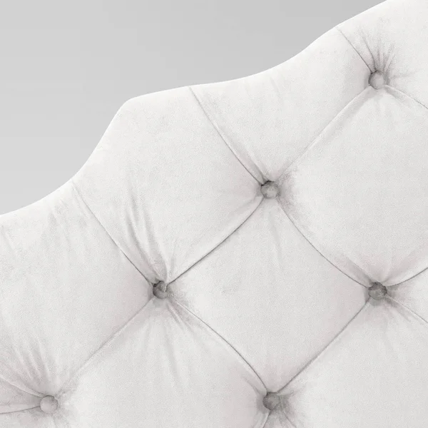 King Tufted Notched Bed - Velvet White - Threshold
