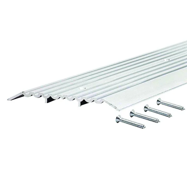 M-D Building Products Fluted Top Fixed 6 in. x 51-1/2 in. Aluminum Heavy Duty Commercial Threshold, Gray