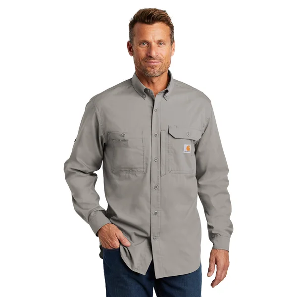 Carhartt Force Ridgefield Solid Long Sleeve Shirt, Men's Asphalt