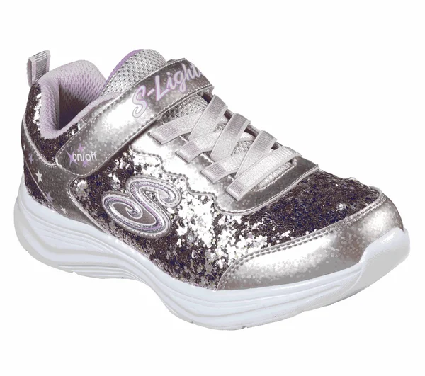 Skechers Girls& S Lights Glimmer Kicks Glitter N& Glow Sneaker - Gold/Pink