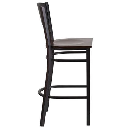 Flash Furniture 2-Pack Hercules Series Black Circle Back Metal Restaurant Barstool - Wood SEAT, Multiple Colors