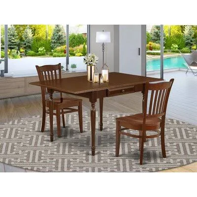 Brookfield Drop Leaf Solid Wood Dining Set Ophelia & Co. Color: Mahogany, Pieces Included: 3 Pieces: 1 Table, 2 Chairs