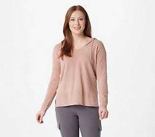 Barefoot Dreams CozyChic Ultra Lite Pointelle Hoodie - Size Medium, Rose Mist