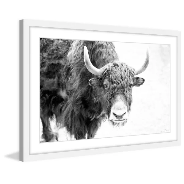 Marmont Hill Buffalo Forward Framed Painting Print, White