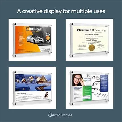 20x28 Acrylic Floating Frame for Pictures and Art with Gold Standoff (Full Frame Is 24x32)