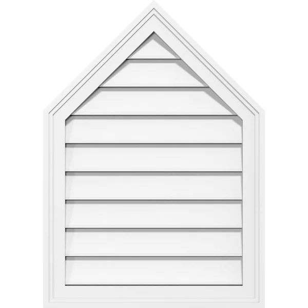 Ekena Millwork GVPPE12X3802SF-14 12x22W x 38x22H Peaked Top Surface Mount PVC Gable Vent 14/12 Pitch: Functional - w/ 2x22W x 1-1