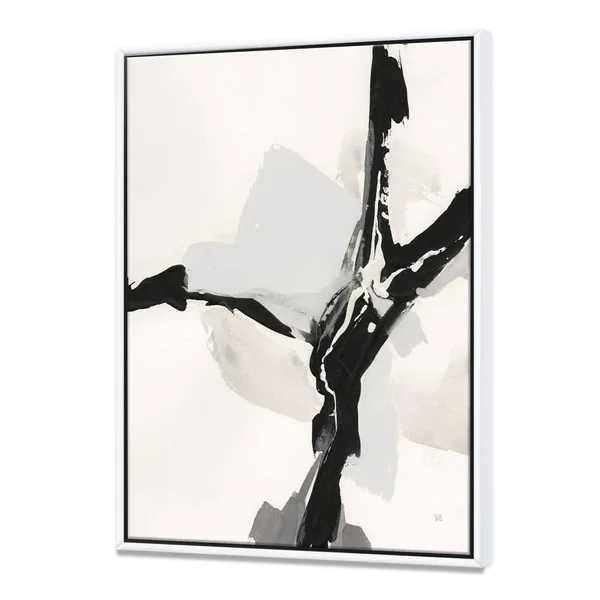 Designart Abstract Neutral III- Mid-Century Framed Canvas in White, FL30324-30-40-WH