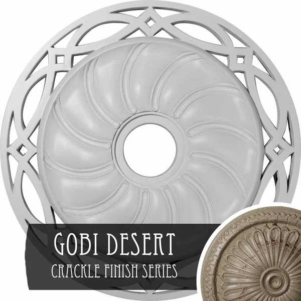 26 5/8x22OD x 4 1/2x22ID x 1 3/8x22P Loera Ceiling Medallion (Fits Canopies Up to 6 1/4x22), Hand-Painted Gobi Desert Crackle