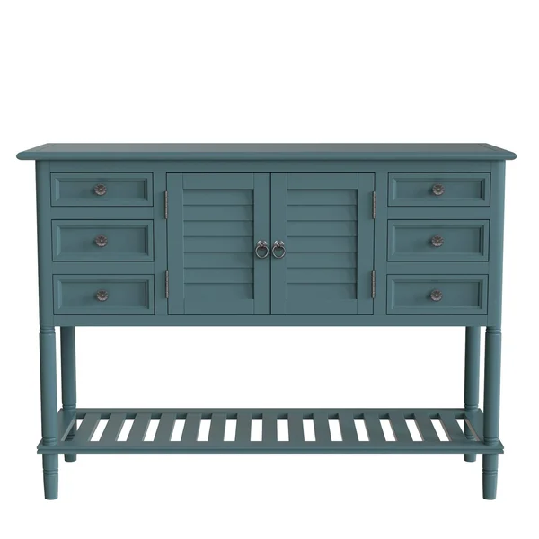 45&& Console Table Sofa Table with 6 Draweru0026 1 Cabinetu0026 1 Shelf - Green - Wood