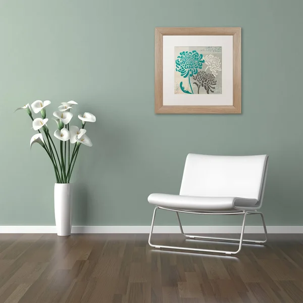 Trademark Fine Art Chrysanthemums I by Wellington Studio, White Matte, Birch Frame 11x11-Inch