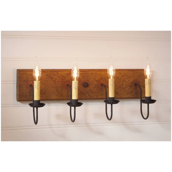 Four Arm Vanity Light in Hartford Mustard Over Red
