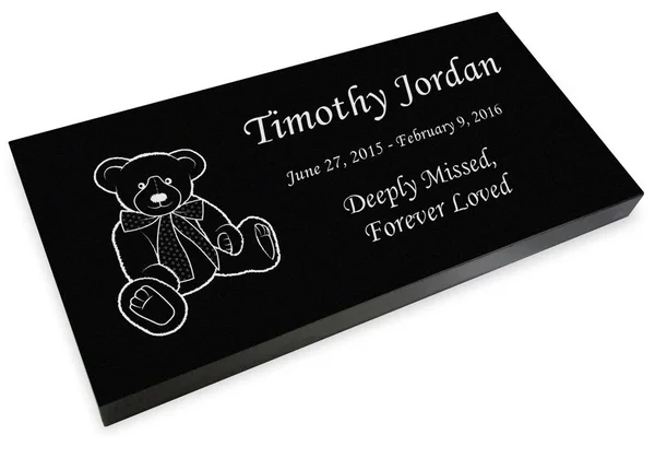 Teddy Bear Grave Marker Granite Engraved Infant-Child Headstone