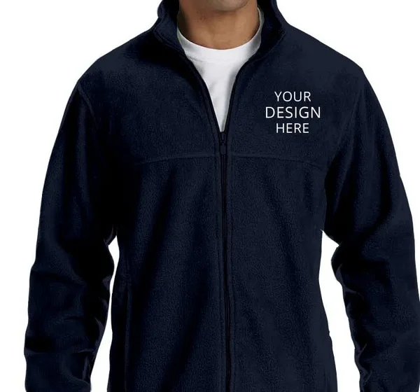 Custom Embroidered Harriton Men's 8 oz. Full-Zip Fleece Jacket, Size: L, Navy