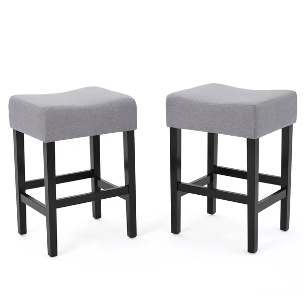Ligan Upholstered Backless Counter Stools - Set of 2 Light Gray