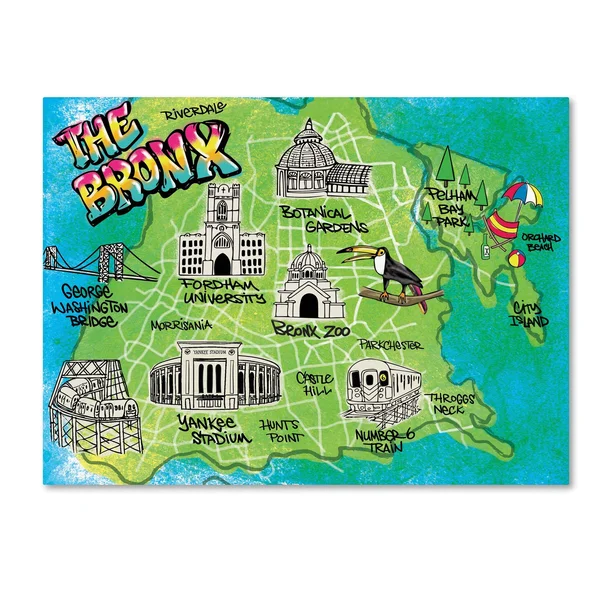 Elizabeth Caldwell &Bronx Map& Canvas Art (24x22 x 32x22), Trademark Fine Art