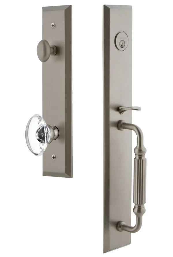 Grandeur Fifth Avenue F Grip Single Cylinder Handleset with Provence Interior Knob