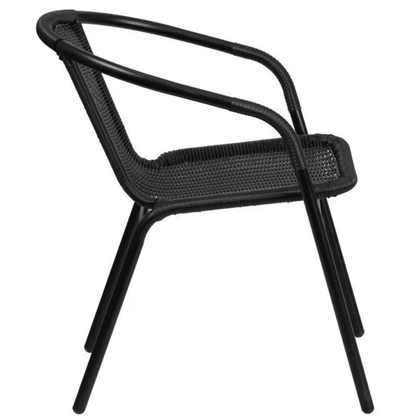 Bowery Hill Rattan Stacking Patio Chair in Black