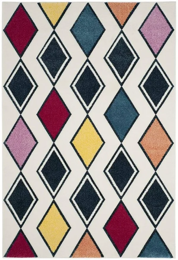 Safavieh Hollywood HLW704B 5&3x22 x 7&6x22 Ivory - Peacock Blue Area Rug