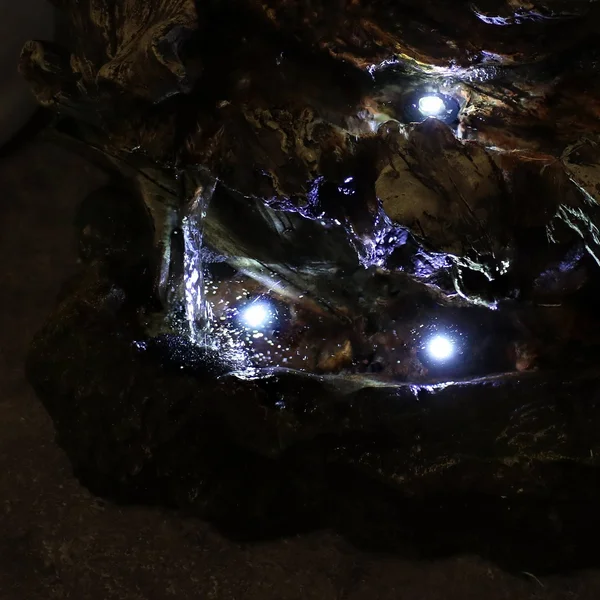 Sunnydaze Aged Tree Trunk Tabletop Fountain with LED Lights - Dark Brown/Cream