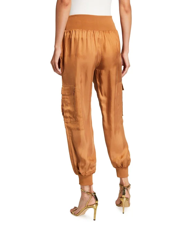 Cinq A Sept Tous Les jours Giles Satin Jogger Pants - Red, Women's, S