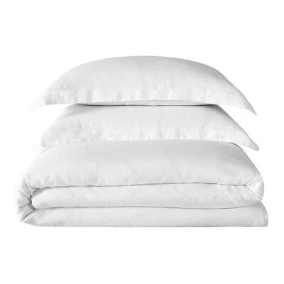 Beverly Linen 3 Piece Duvet Cover Set Size: King, Color: White