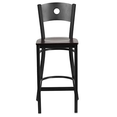 Flash Furniture 2-Pack Hercules Series Black Circle Back Metal Restaurant Barstool - Wood SEAT, Multiple Colors