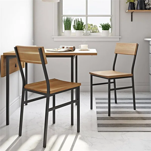 Dorel Living Harden 3 Piece Drop Leaf Dining Set in Natural and Gray