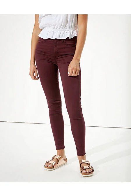 Ae High-Waisted Jegging Women's Burgundy 2 Short