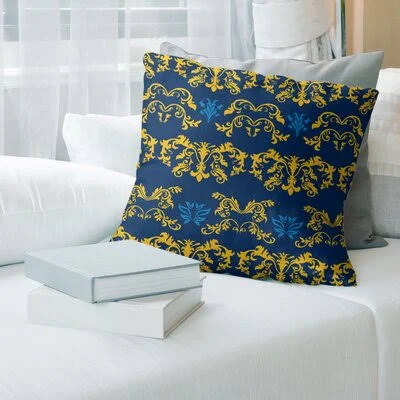 Los Angeles Flash Football Baroque Square Pillow Cover East Urban Home Color: Purple/Yellow/Blue - Size: 18x22 x 18