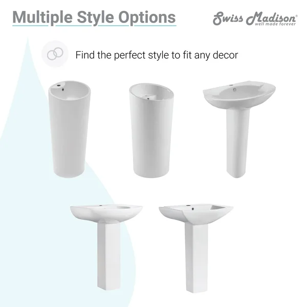 Swiss Madison SM-PS308 Sublime Rounded Basin Pedestal Sink