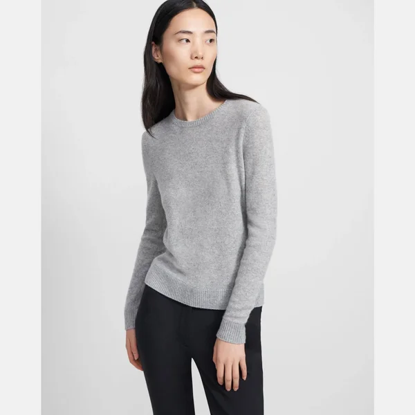 Theory Crewneck Sweater in Feather Cashmere - Grey - M
