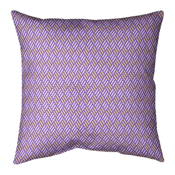 Two Color Stripe Diamonds Throw Pillow - 16 x 16 - Purple & Yellow - Synthetic Fiber