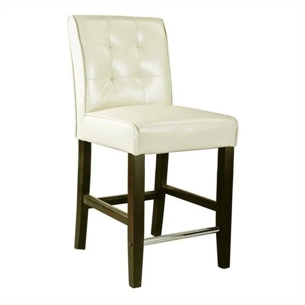 Atlin Designs 25x22 Bonded Leather Counter Stool in Cream White