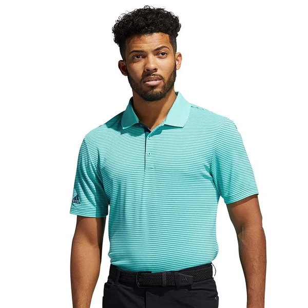 Adidas Men's Two-Color Club Stripe Polo Size MD, Acid Mint/Wild Teal