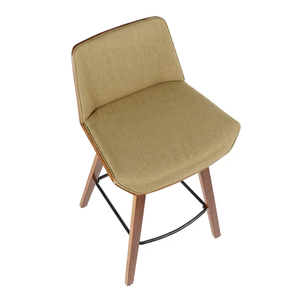 LumiSource Corazza Mid-Century Modern Counter Stool - Walnut/Green
